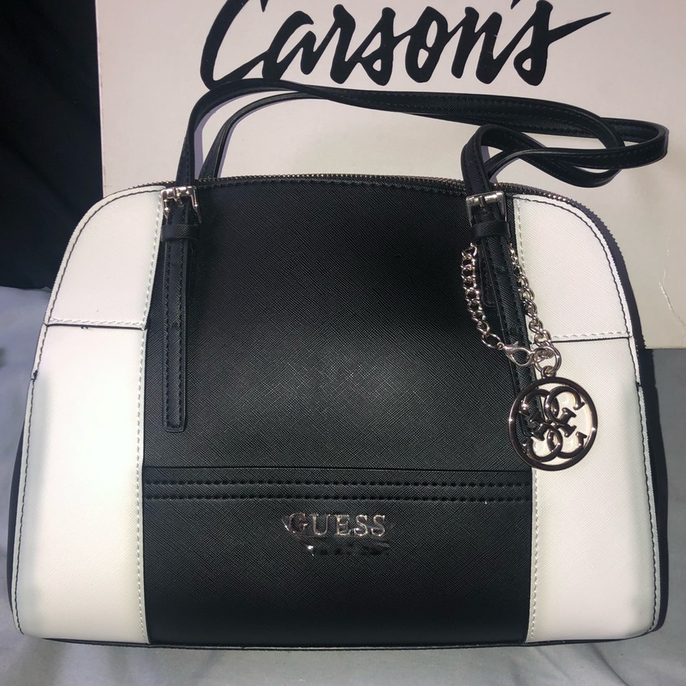GUESS Huntley Cali Satchel black and white